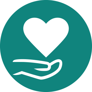 Heart and hand donation icon