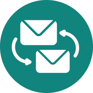 Letter cycle icon, two envelopes with circular arrows