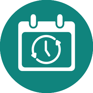Schedule icon with clock and calendar page
