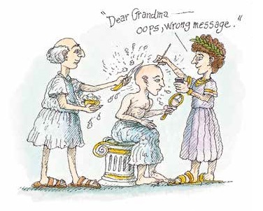 Spy shaving head in Ancient Greece